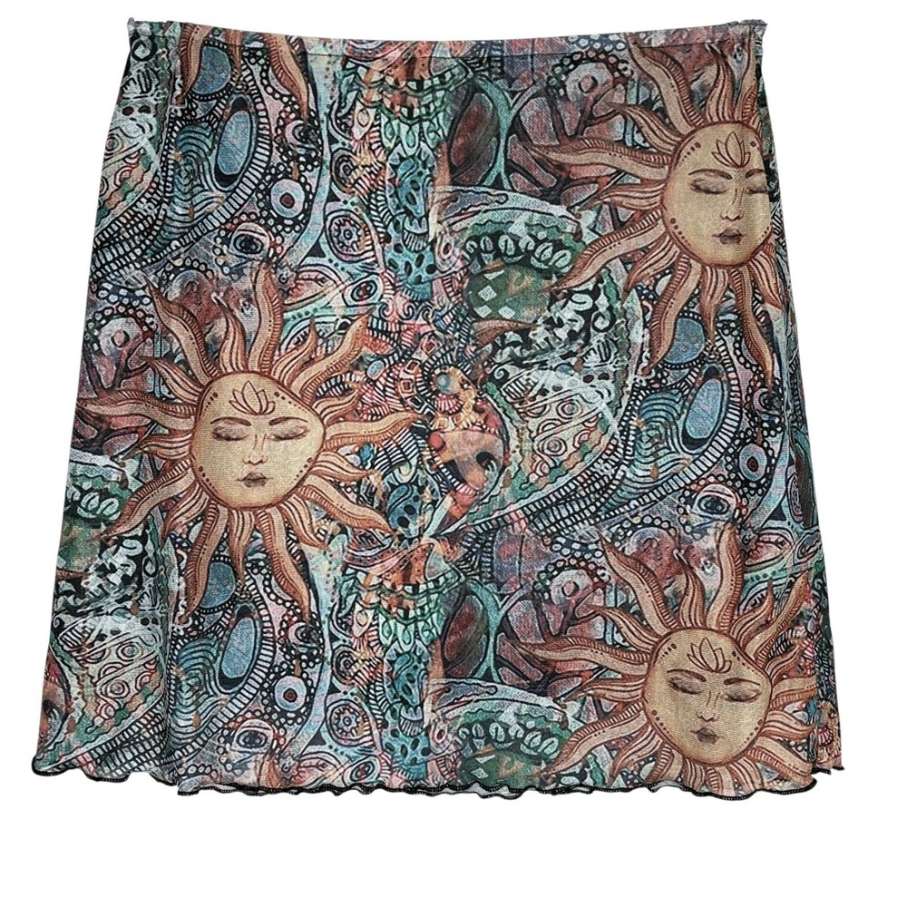 Y2k Fairy Celestial Mini Skirt M Boho Mesh Going Out Statement Concert Stretch